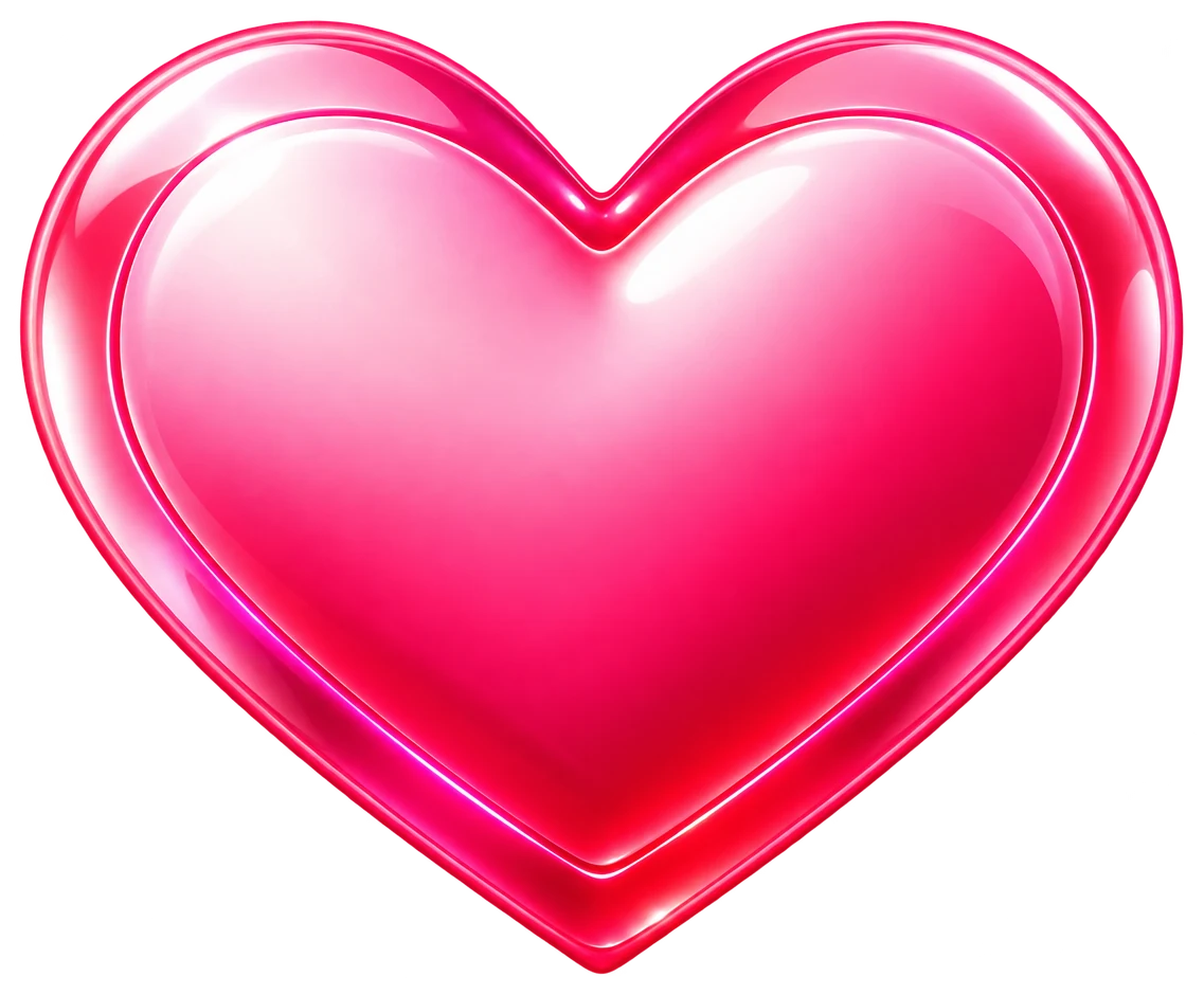 Coração rosa tridimensional da marca I Love
